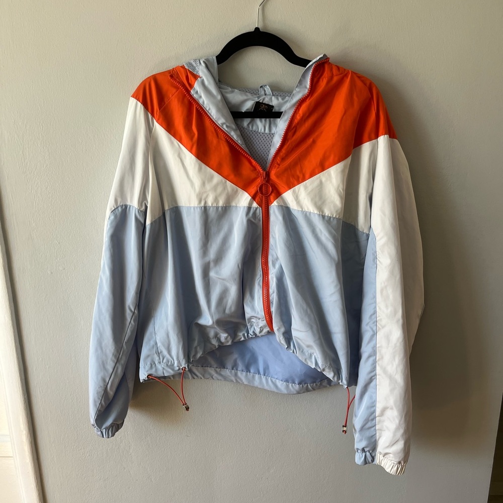 Multi colored, lightweight, rain jacket